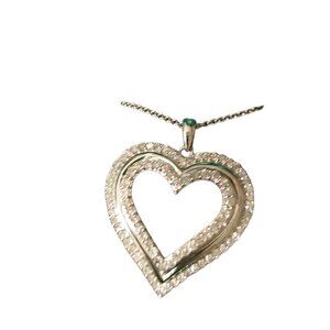 NATURAL 1.00 ct Diamond Heart Love Pendant Necklace Set in Sterling Silver